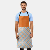 HERBST ORANGE BLAU WEISS HERBST KARIERTE MUSTER SCHÜRZE (Getragen)