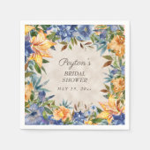 Herbst Orange Blue Floral Brautparty Serviette (Vorderseite)