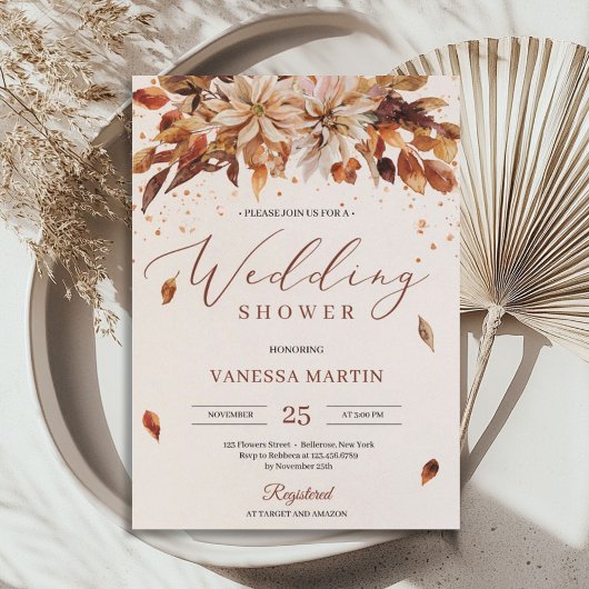 Herbst Orange Blume Marigold Polterabend Einladung