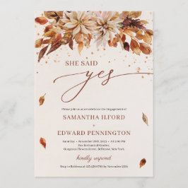 Herbst Orange Blume sagte sie ja Verlobung Einladung