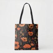 Herbst Orange Blüten auf schwarz Tasche (Vorderseite)