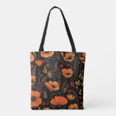 Herbst Orange Blüten auf schwarz Tasche (Rückseite)