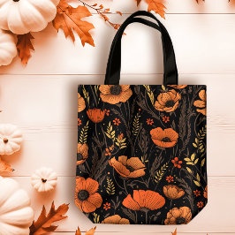 Herbst Orange Blüten auf schwarz Tasche