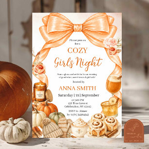 Herbst Orange Bow Cozy Mädchenabend Einladung