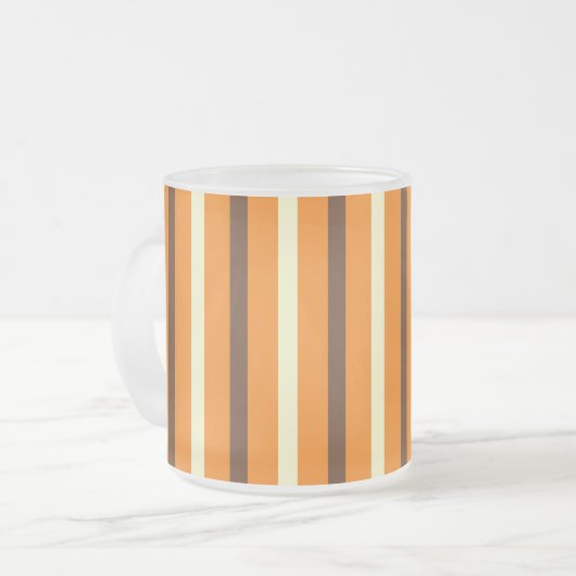 Herbst Orange Brown Cream Strip Muster Mattglastasse (Vorderseite Links)