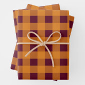 Herbst Orange Burgund Kariertes Muster Geschenkpapier Set (Beispiel)