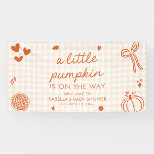 Herbst Orange Ein Kleiner Kürbis Baby Shower Willk Banner