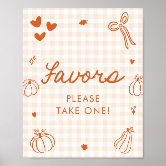 Herbst Orange Ein Kleiner Kürbis Geschenke Schild (Vorne)