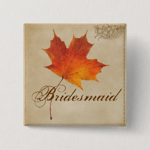 Herbst-orange Fall in Liebe verlässt Brautjungfer Button