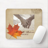 Herbst-orange Fall in Liebe verlässt Hochzeit Mousepad (Mit Mouse)