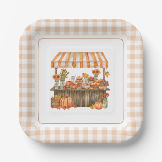 Herbst Orange Frisch auf dem Markt Brautdusche Pappteller (Vorderseite)