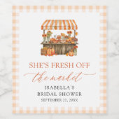 Herbst Orange Gingham Bauernmarkt Brautjungfernpar Weinetikett (Einzelnes Label)