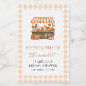 Herbst Orange Gingham Bauernmarkt Brautparty Weinetikett (Einzelnes Label)