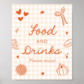 Herbst Orange Gingham Cutie Pie Essen und Trinken  Poster (Vorne)