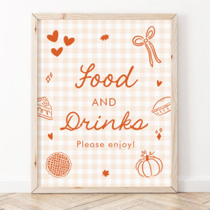 Herbst Orange Gingham Cutie Pie Essen und Trinken Poster