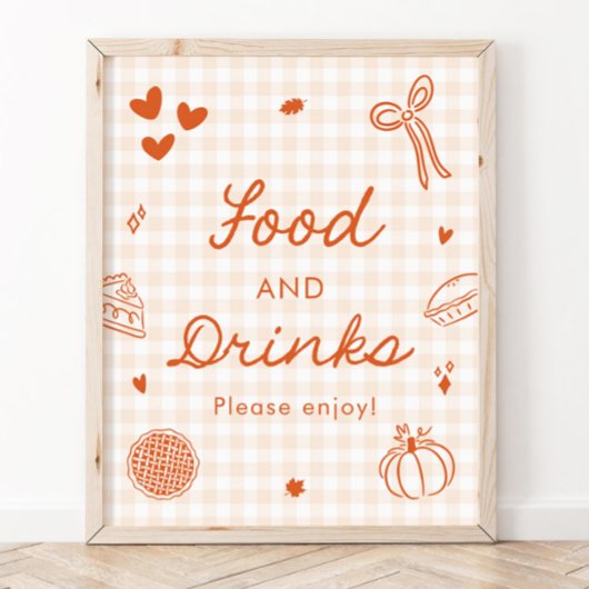 Herbst Orange Gingham Cutie Pie Essen und Trinken  Poster