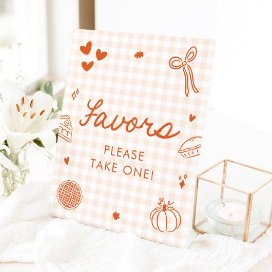 Herbst Orange Gingham Cutie Pie Geschenke Schild