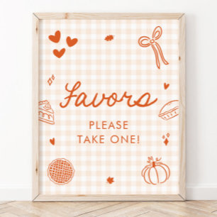 Herbst Orange Gingham Cutie Pie Geschenke Schild