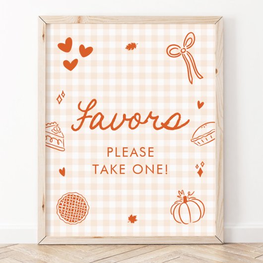 Herbst Orange Gingham Cutie Pie Geschenke Schild