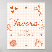Herbst Orange Gingham Cutie Pie Geschenke Schild (Vorne)