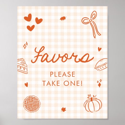Herbst Orange Gingham Cutie Pie Geschenke Schild (Vorne)
