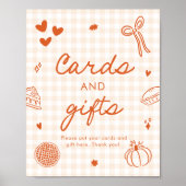 Herbst Orange Gingham Cutie Pie Karten und Geschen Poster (Vorne)