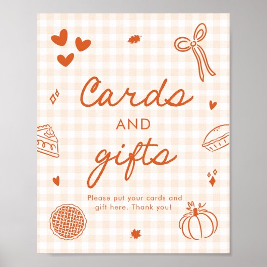 Herbst Orange Gingham Cutie Pie Karten und Geschen Poster (Vorne)