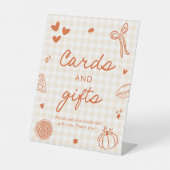 Herbst Orange Gingham Cutie Pie Karten und Geschen Sockelschild (Vorderseite)