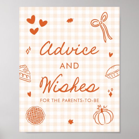Herbst Orange Gingham Cutie Pie Rat und Wünsche Poster (Vorne)