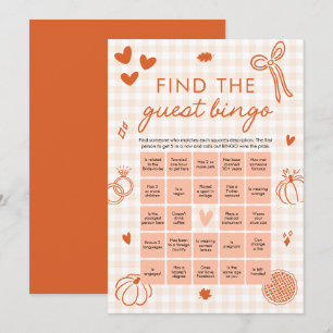 Herbst Orange Gingham Finde den Gast Bingo Spiel Einladung