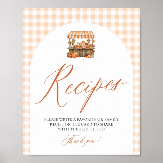 Herbst Orange Gingham Frisch Vom Markt Rezepte Poster (Vorne)