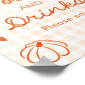 Herbst Orange Gingham Handgezeichnet Essen und Tri Poster (Ecke)