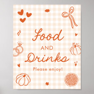 Herbst Orange Gingham Handgezeichnet Essen und Tri Poster