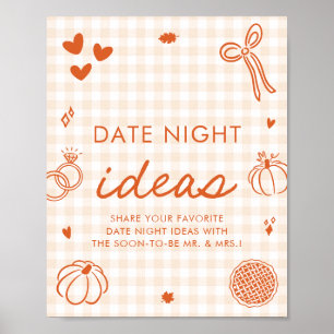 Herbst Orange Gingham Handgezeichnete Date Night I Poster