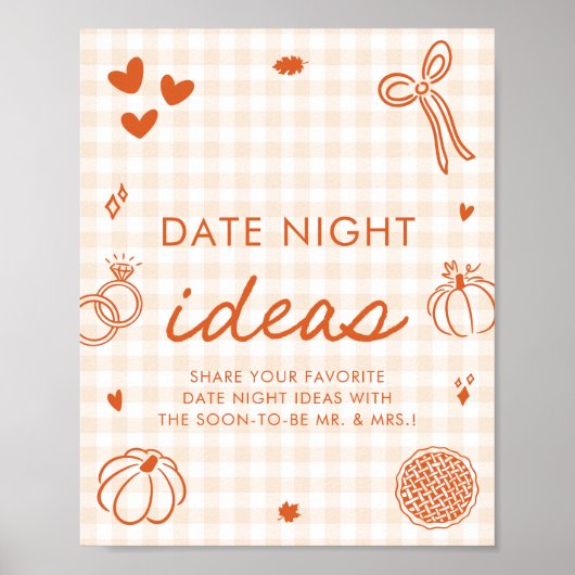 Herbst Orange Gingham Handgezeichnete Date Night I Poster (Vorne)