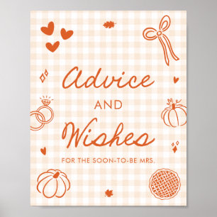 Herbst Orange Gingham Handgezeichnete Ratschläge u Poster