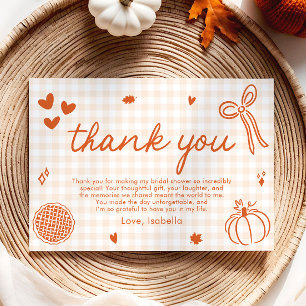 Herbst Orange Gingham Handgezeichnete Schleife Dan Einladung