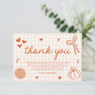 Herbst Orange Gingham Handgezeichnete Schleife Dan Einladung