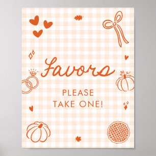 Herbst Orange Gingham Handgezeichnetes Geschenk Sc Poster