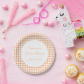 Herbst Orange Gingham Klassischer Baby Shower Tell Pappteller (Party)