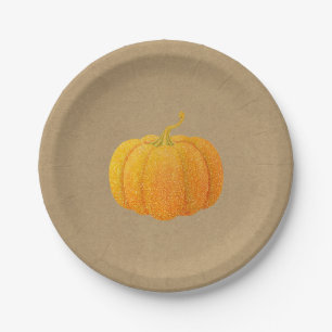 Herbst Orange Glänzte Glitter Kürbis Kraft Pappteller