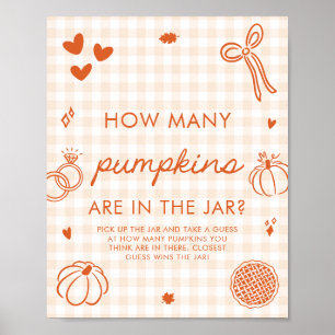 Herbst Orange Handgezeichnete Rate Wie Viele Kürbi Poster