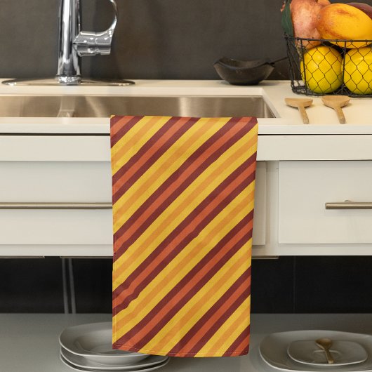 Herbst orange Herbst gestreiftes Muster Geschirrtuch