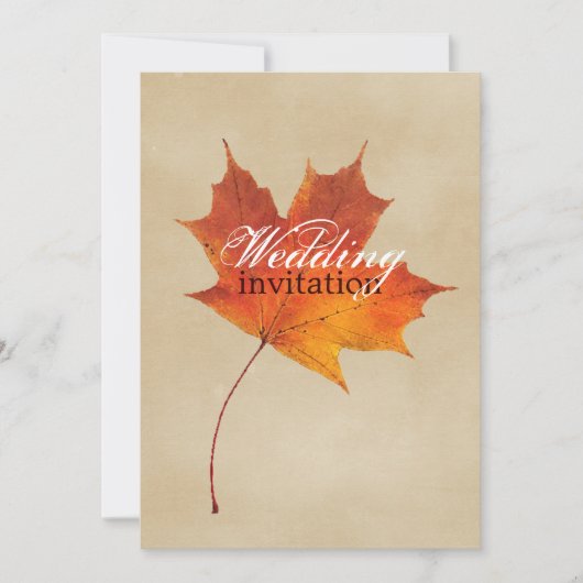 Herbst Orange Herbst in Liebe Blätter Hochzeit Einladung (Vorderseite)