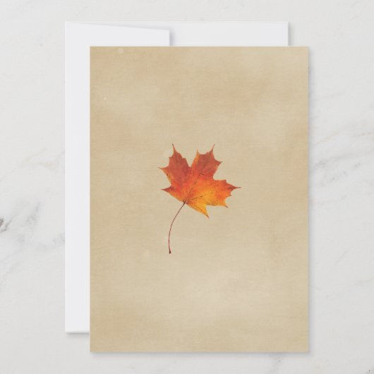 Herbst Orange Herbstlaub Hochzeitsessen Probe Einladung (Rückseite)
