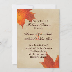 Herbst Orange Herbstlaub Hochzeitsessen Probe Einladung