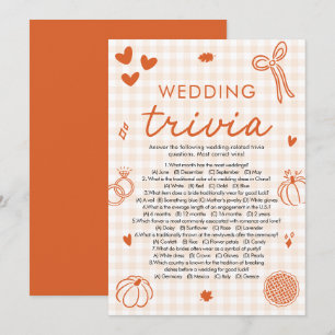 Herbst Orange Hochzeit Trivia Brautparty Spiel Einladung