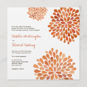 Herbst Orange Hochzeitsblüten laden ein Einladung