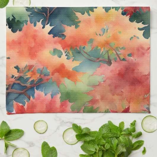 Herbst Orange Japanische Ahornbäume Geschirrtuch (Gefaltet)