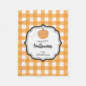 Herbst Orange Kariert Halloween Pumpkin Fleecedecke (Vorderseite)